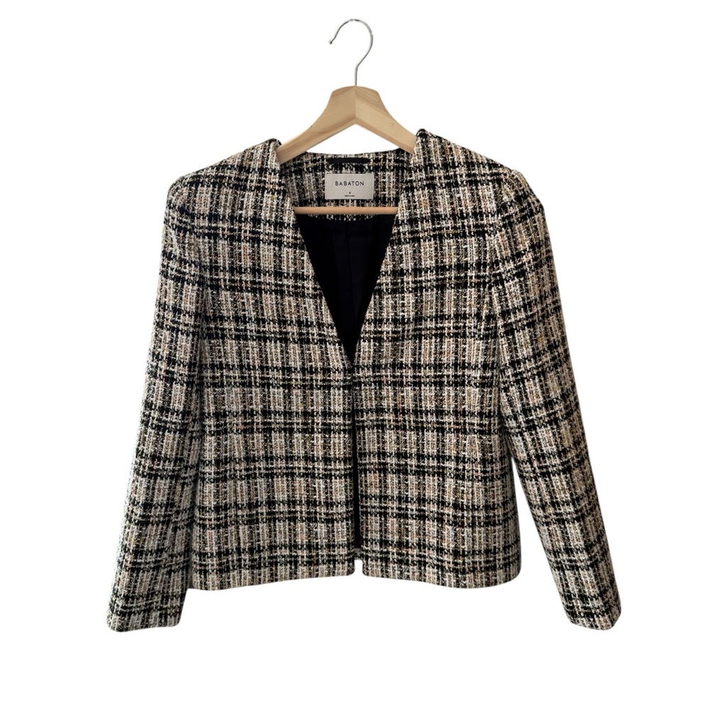 NWOT Babaton Women's Tweed Checkered Blazer - Picture 3 of 16